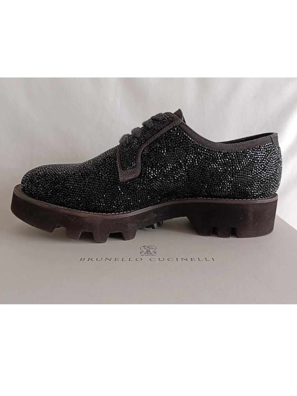 ISO DON'T BUY! Brunello Cucinelli Men's Black Beaded Derby Shoe